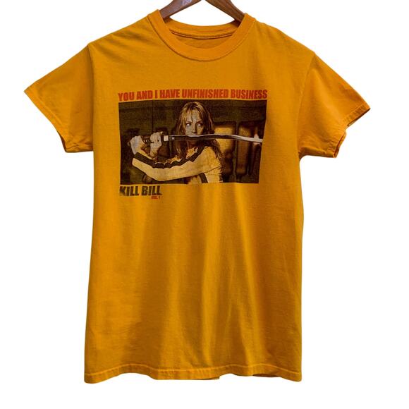 Kill Bill Vol 1 Yellow Graphic T-Shirt Size S Quentin Tarantino Y2K Pop Culture - Picture 1 of 4